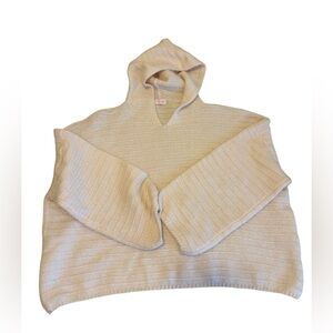 Pink Lily Pullover Cream Oversized Knit Hoodie Sweater One Size